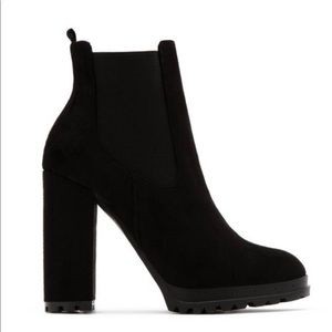 Black suede booties from Miss Lola